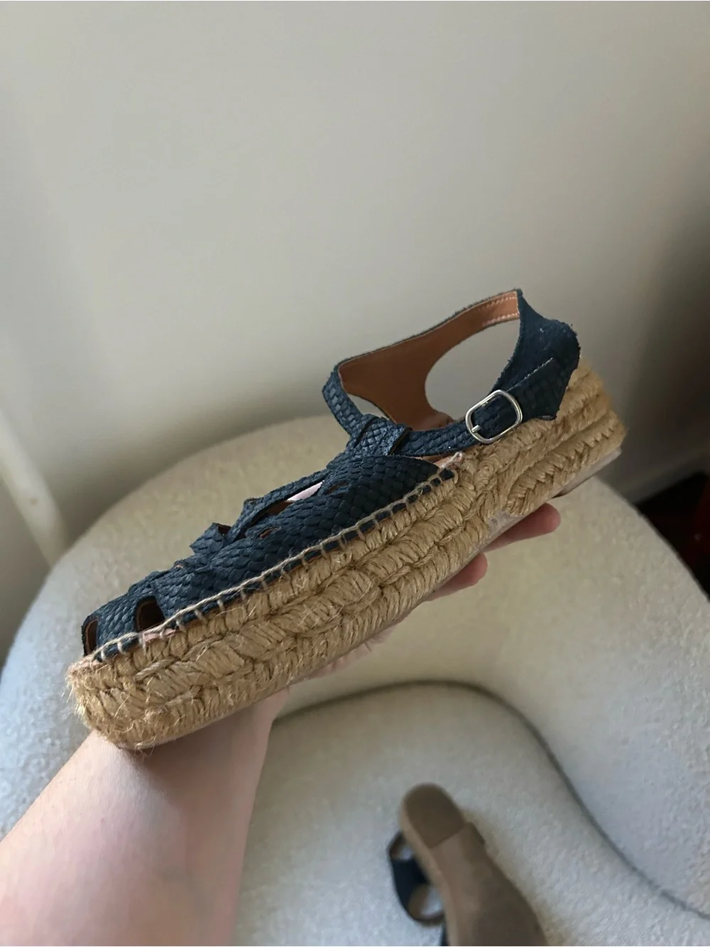 Naguisa Navy Espadrille Platform Sandals 40 / 9.5